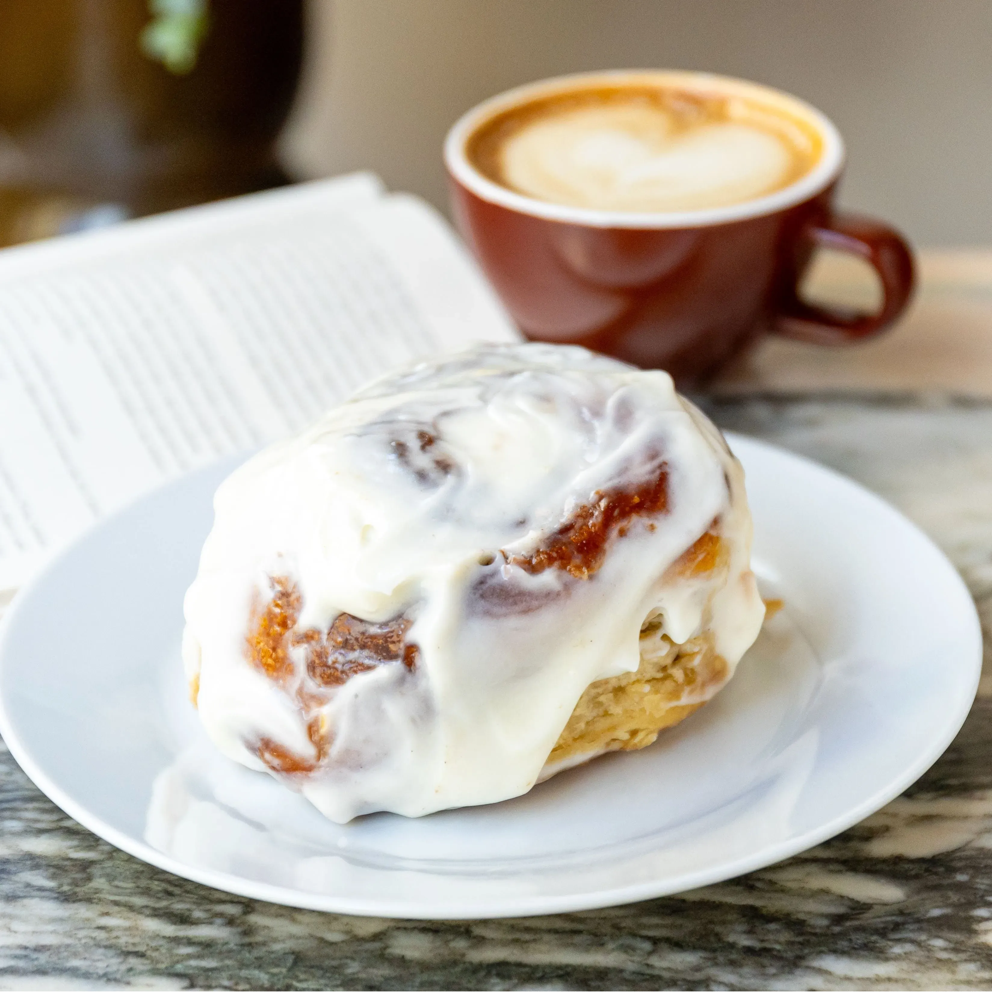 Classic cinnamon roll with vanilla glaze